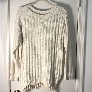 Cream Fringe Sweater